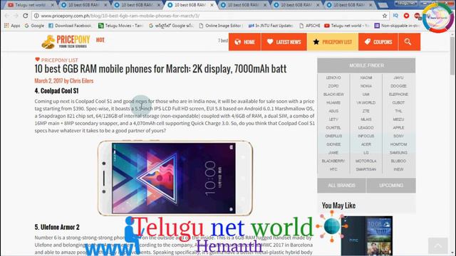 Top 10 best 6GB RAM mobile phones for March 2017 latest : 2K display, 7000mAh batt |TELUGU|HEMANTH смотреть онлайн