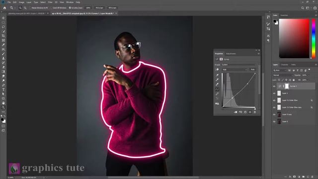Glowing Lines Photoshop Tutorial - Neon Glow Line Photoshop - Colorful Glow Lines On Portrait