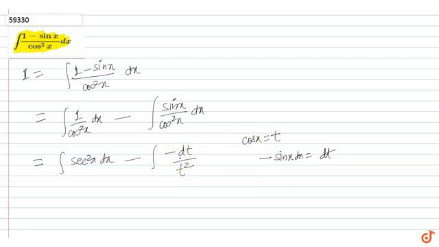`int (1 - sinx)/cos^2 x dx` смотреть онлайн