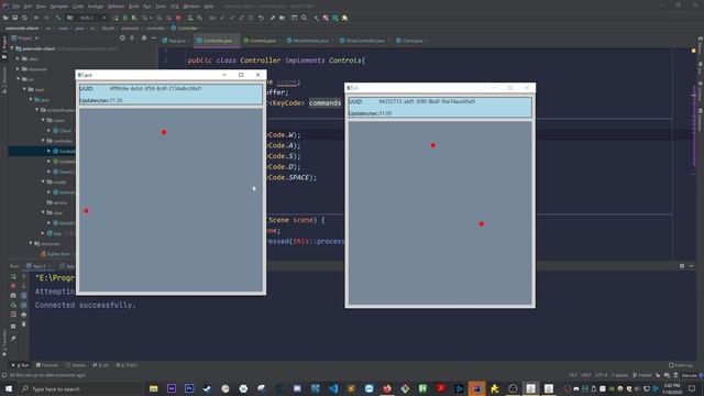 Java sim demo using TCP/IP sockets to communicate state and controls смотреть онлайн