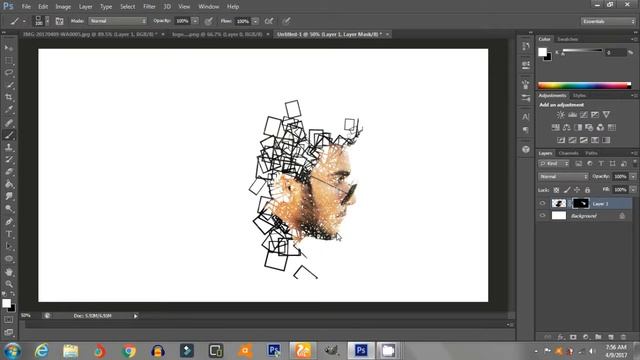 Photoshop tutorial: square brush dispersion effect.. смотреть онлайн