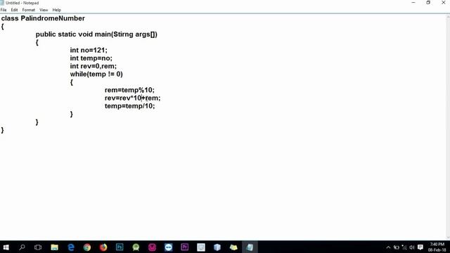 Program To Check for Palindrome Number in Java by Deepak