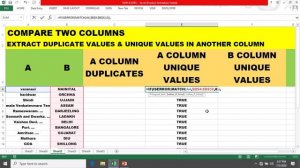 EXTRACT DUPLICATE & UNIQUE VALUES IN ANOTHER COLUMN BY COMPARING 2 COLUMNS |Excel Practice Question