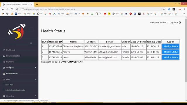 GYM Management System in PHP