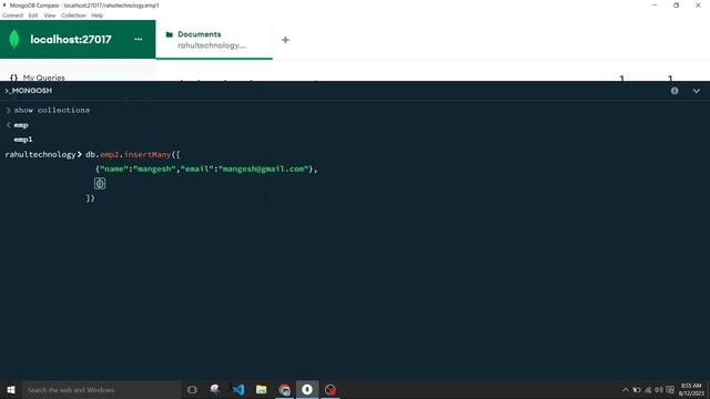 #19 Insert Many Document in MongoDB | how to insert multiple in mongodb | MongoDB Tutorial Hindi