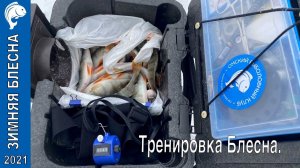 Зимняя блесна, тренировка.