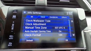 How to Set the Clock on a Honda Civic 2016 2017 2018 2019 2020 2021