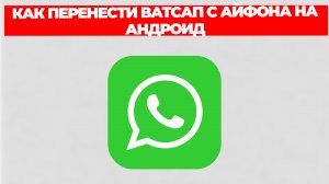 КАК ПЕРЕНЕСТИ ВАТСАП С АЙФОНА НА АНДРОИД
