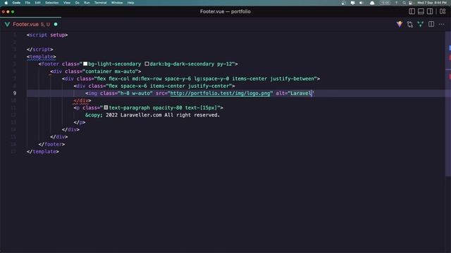 17 Create Footer | Portfolio Project with Laravel and Vuejs смотреть онлайн