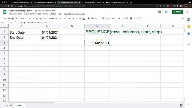 Data Studio Hacks - Calculate No. Of Days In Date Range Selection (SEQUENCE, TO_DATE, ARRAYFORMULA)