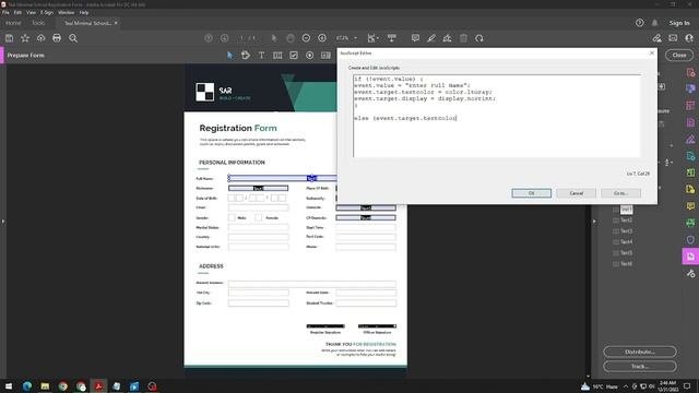 How To Add Instructional Text In PDF Fillable Form JavaScript | Adobe Acrobat Pro Dc | Tutorial