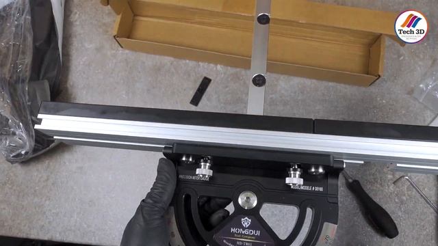 Hongdui HD-TB01 Precision Miter Gauge on DeWALT DWE7492 and saw foldable stand DWE74911