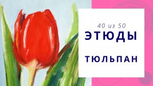40. Как нарисовать яркий тюльпан гуашью. Серия видео «50 этюдов»