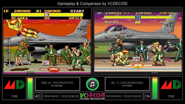 Prototype vs Remastered Version of Street Fighter II (Sega Genesis) Comparison - Dual Longplay смотреть онлайн