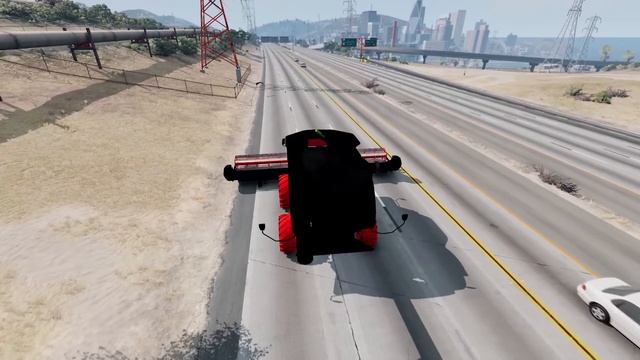 Увидишь эти комбайны - жми на газ! Гонки комбайнов. Пожиратель, Чёрный комбайн. BeamNG Drive. смотреть онлайн