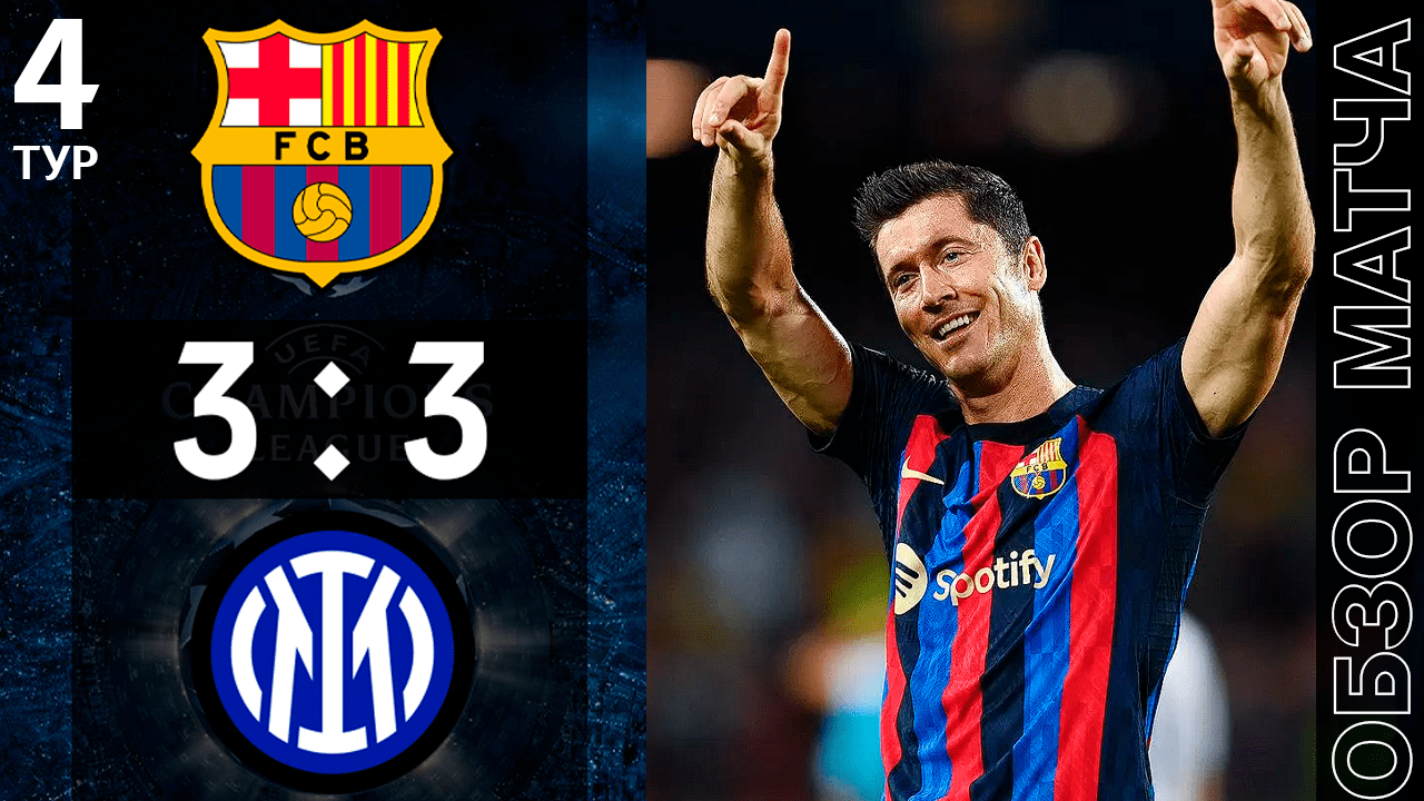 Барселона 3-3 Интер Обзор Матча  | Barcelona 3-3 Inter Highlights