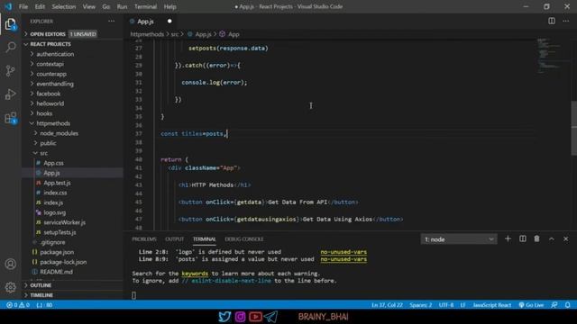38. Return HTML with HTTP Methods ll React JS full Playlist 2022 ll Brainy Bhai