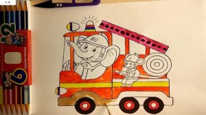 Как раскрасить ПОЖАРНАЯ МАШИНА / мультик раскраска для детей / Детская Комната РАСКРАСКИ