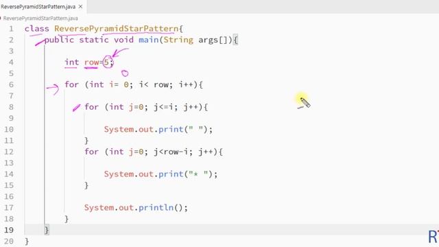 Reverse Pyramid Star Pattern Using Java || Java Pattern Printing смотреть онлайн