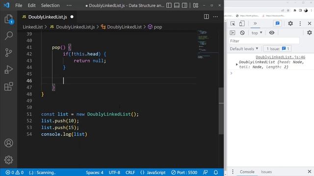 Data Structure and Algorithms #54 Doubly linked list in Javascript Bangla Pop method Implementation