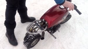 Мини мопед "скрамблер" обзор