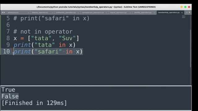 Membership Operator- Python | Python Tutorial For Beginners | Python Operators | CodeWithRonny