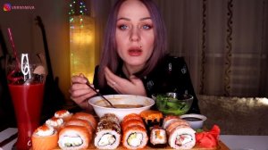 MUKBANG | Суши/роллы, том ям, салат | Sushi/rolls не ASMR