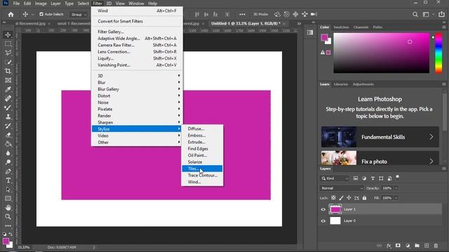 How to Use Filter (Stylize) Menu In Photoshop