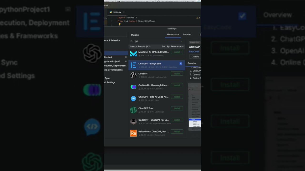 GPT in VScode & PyCharm. #shorts #shortsvideo