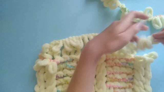 Alize puffy Плюшевый плед своими руками ?Новый узор Alize puffy ? Вяжем без спиц и крючка