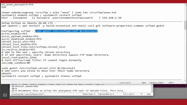 How To install FTP Server with VSFTPD on Linux Mint 19.3 Tricia  /  Ubuntu 20.04