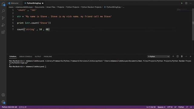 Python String Count() and  Len() Methods