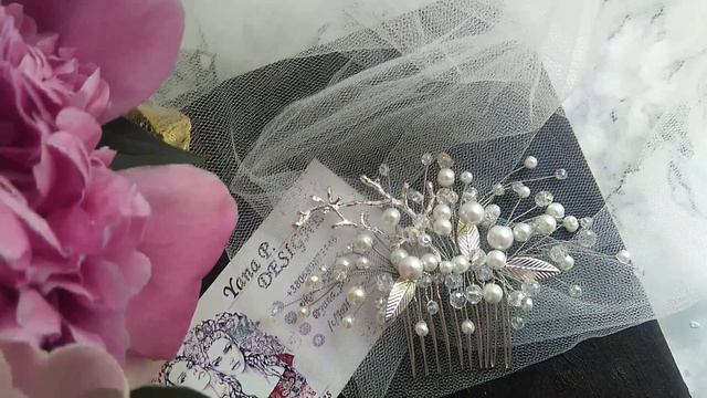 Свадебный гребень ручной работы из бусин. Плетение на проволоке | Jo Handmade