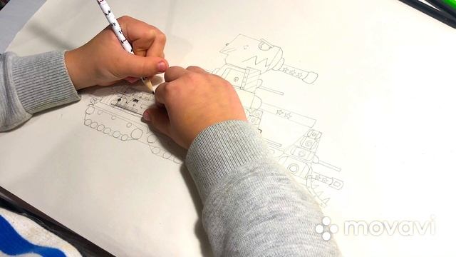 Как нарисовать танк КВ-44 карандашом / пошаговая инструкция