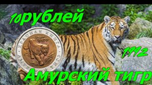 10 рублей Амурский тигр 1992 года.Красная книга.