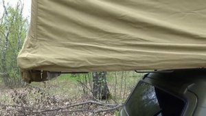 АП-1. Автомобильная палатка времен СССР на крышу автомобиля НИВА. Самодельный рундук в багажник.