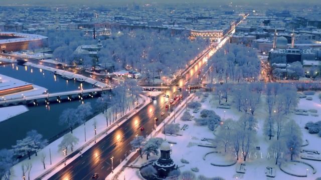 Первый снег в Петербурге. Saint Petersburg. Aerial. Skyslant. смотреть онлайн