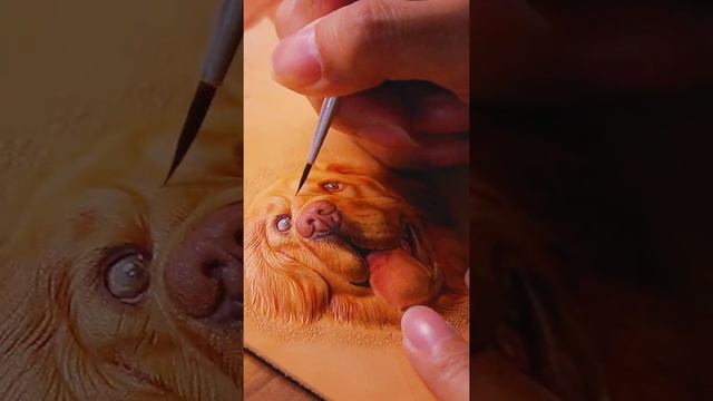 Golden Retriever 3D Pet leather sculpture