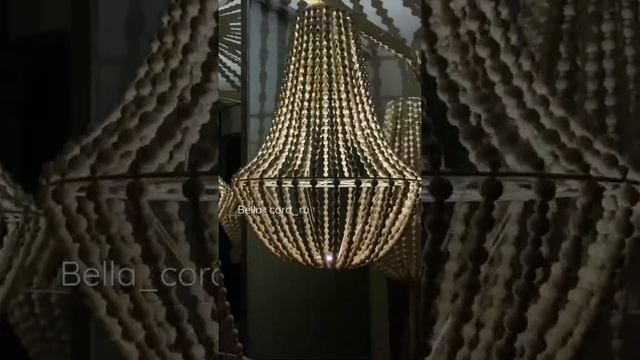 Люстры из деревянных бусин DIY lamp macrame