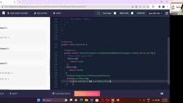 Delete every N nodes || LinkedList || coding Ninjas || java