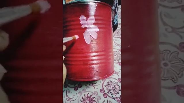 DIY how to paint 🎨 empty Tin container #youtubeshort