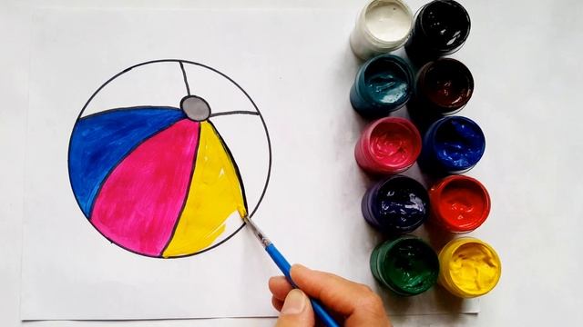 РИСУЕМ МЯЧИК. КАК НАРИСОВАТЬ МЯЧИК. РИСУНОК И РАСКРАСКА для детей. смотреть онлайн