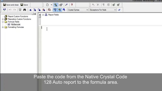 How to Create a Code 128 Barcode in Crystal Reports using the Native Generator
