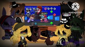 FNAF 1 + Springtrap React To Friday Night Funkin' Vs QT Mod || Gacha Club