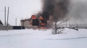 Пожар Россия, Кемеровская область, село Березово  02.01.2014