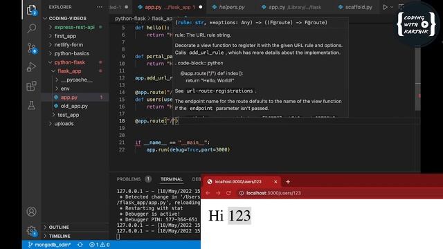 Python Flask tutorial -Routing,Variable rules,redirection,URL building | Session 2#CodingWithKarthi