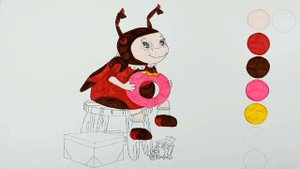 Раскраска Мила, учим цвета, Лунтик. Coloring pages for children.