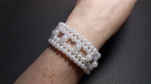 Бисероплетение. 1 вариант. Украшение из бисера. Браслет.  Мастер класс. Пошаговый МК для начинающих.