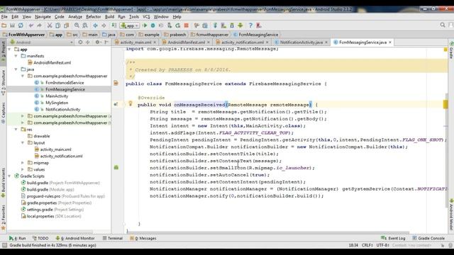 Android Firebase Push Notification With Custom Click Action смотреть онлайн