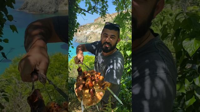 Шашлык из курицы и говядины